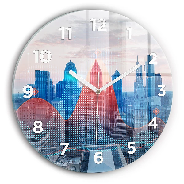 Wanduhr glas rund Wolkenkratzer in Philadelphia