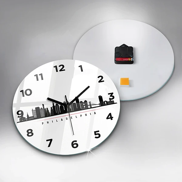 Wanduhr rund Illustration Philadelphia