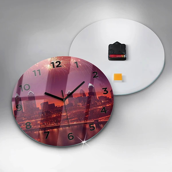 Wanduhr rund mit motiv Stadt bei Nacht in Philadelphia