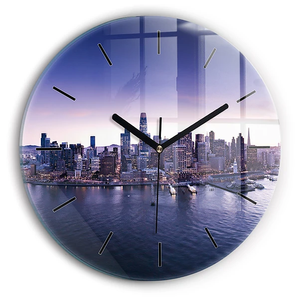 Wanduhr glas rund Ansicht von San Francisco
