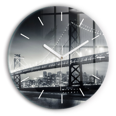 Wanduhr rund mit motiv Brücke bei Nacht in San Francisco