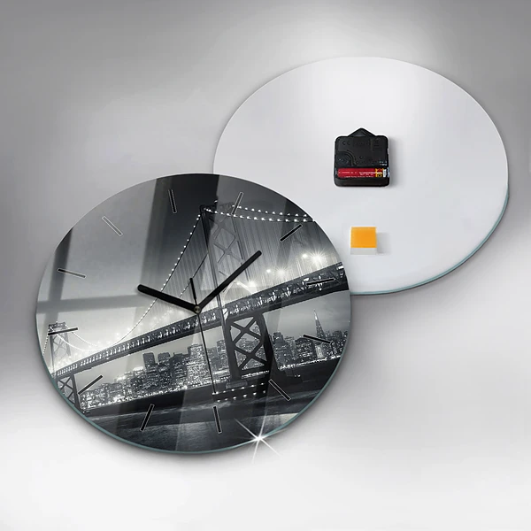 Wanduhr rund mit motiv Brücke bei Nacht in San Francisco