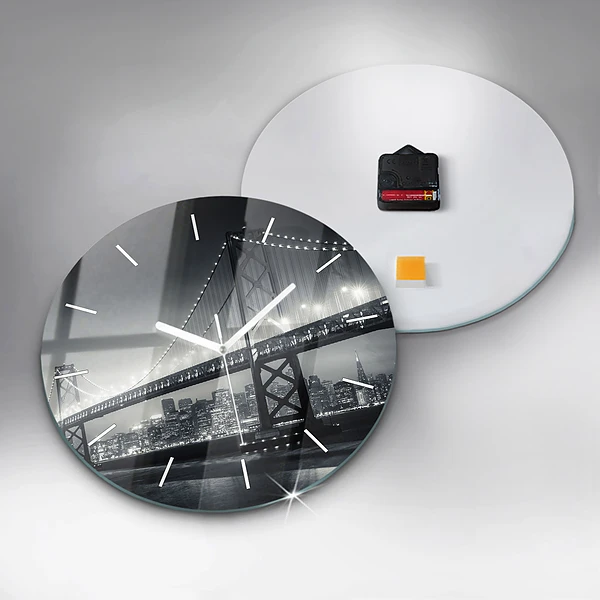 Wanduhr rund mit motiv Brücke bei Nacht in San Francisco