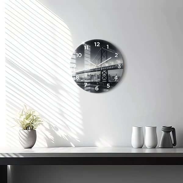 Wanduhr rund mit motiv Brücke bei Nacht in San Francisco