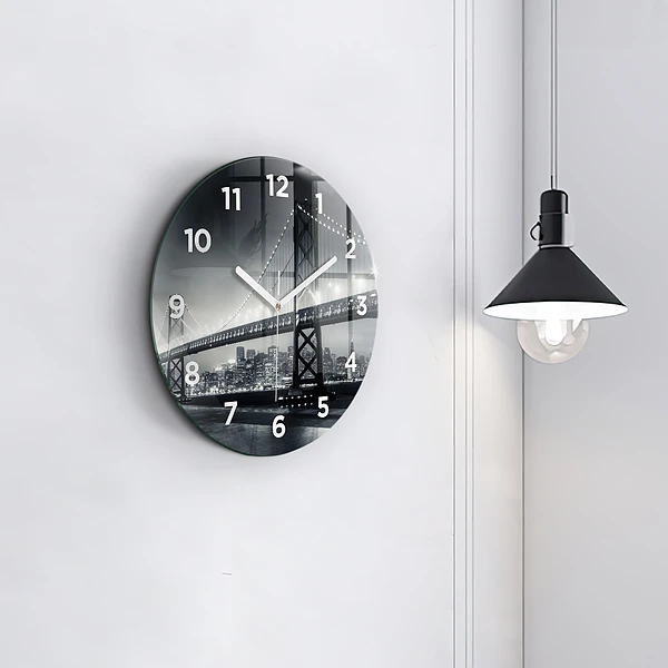Wanduhr rund mit motiv Brücke bei Nacht in San Francisco