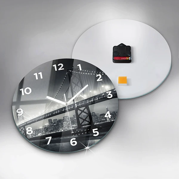 Wanduhr rund mit motiv Brücke bei Nacht in San Francisco