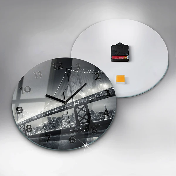 Wanduhr rund mit motiv Brücke bei Nacht in San Francisco
