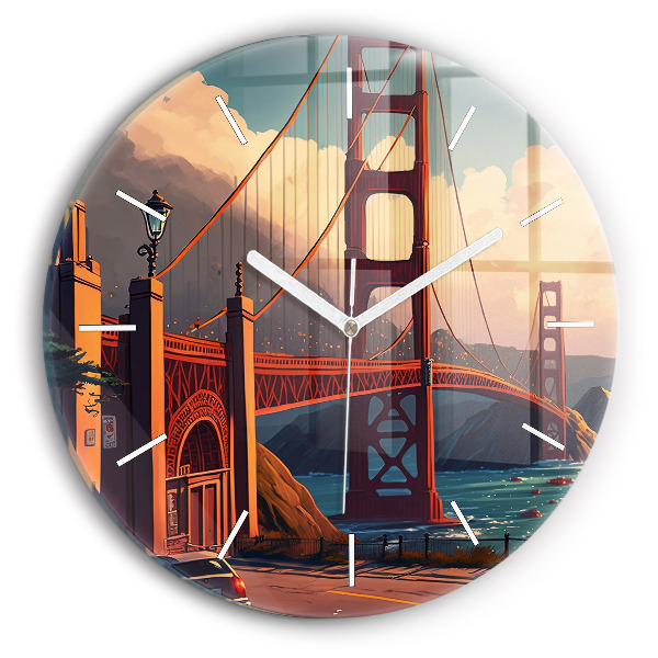 Wanduhr glas rund Brücke von San Francisco
