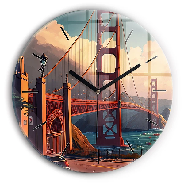 Wanduhr glas rund Brücke von San Francisco