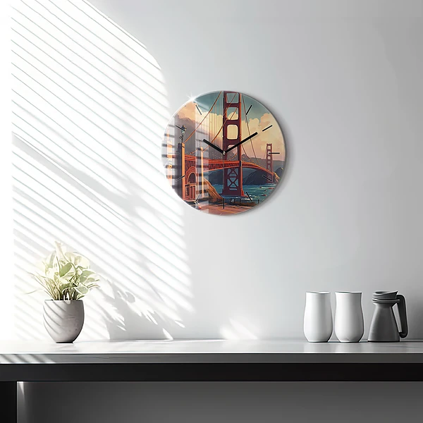 Wanduhr glas rund Brücke von San Francisco