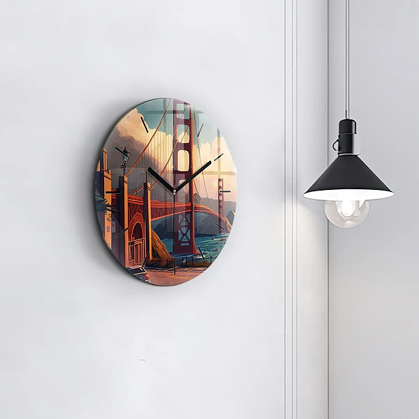 Wanduhr glas rund Brücke von San Francisco