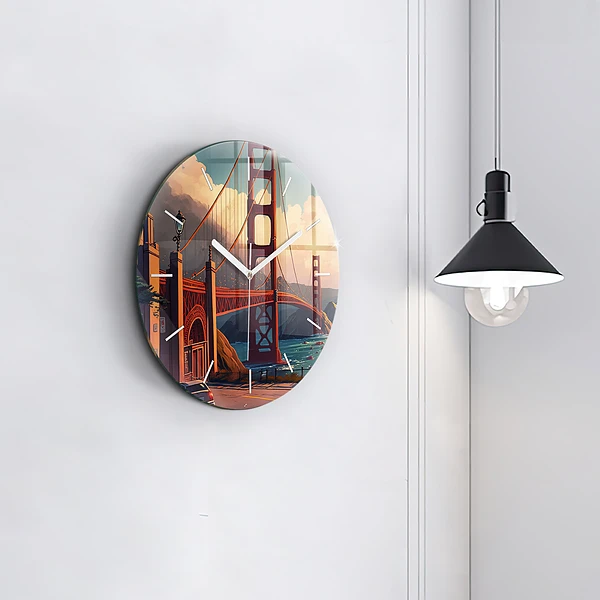 Wanduhr glas rund Brücke von San Francisco