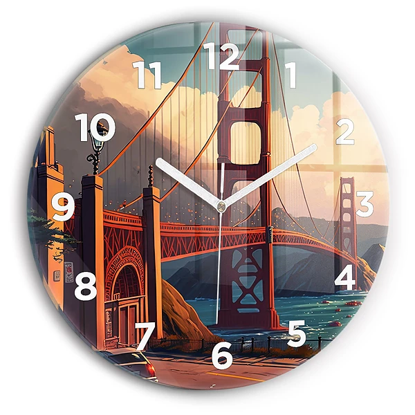 Wanduhr glas rund Brücke von San Francisco