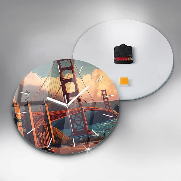 Wanduhr glas rund Brücke von San Francisco