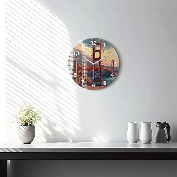 Wanduhr glas rund Brücke von San Francisco