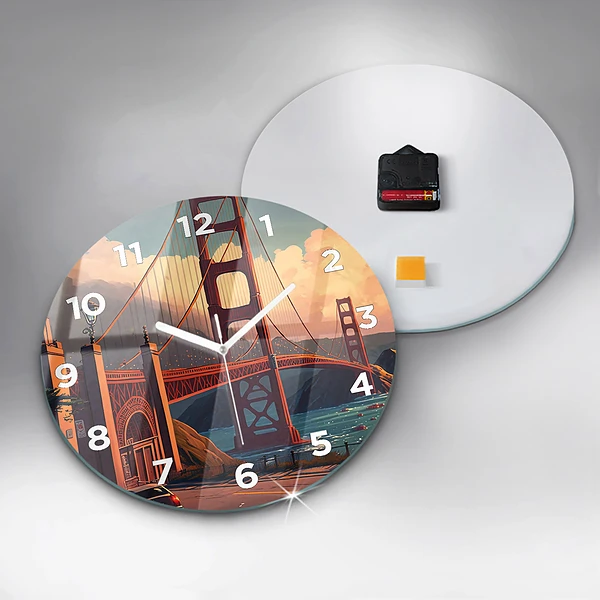 Wanduhr glas rund Brücke von San Francisco