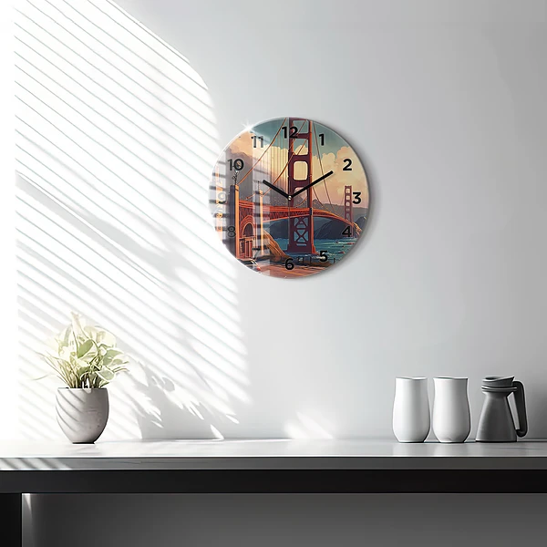 Wanduhr glas rund Brücke von San Francisco