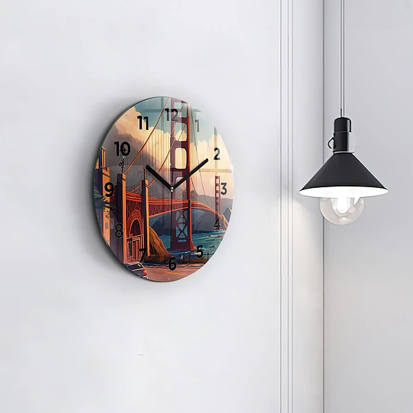 Wanduhr glas rund Brücke von San Francisco