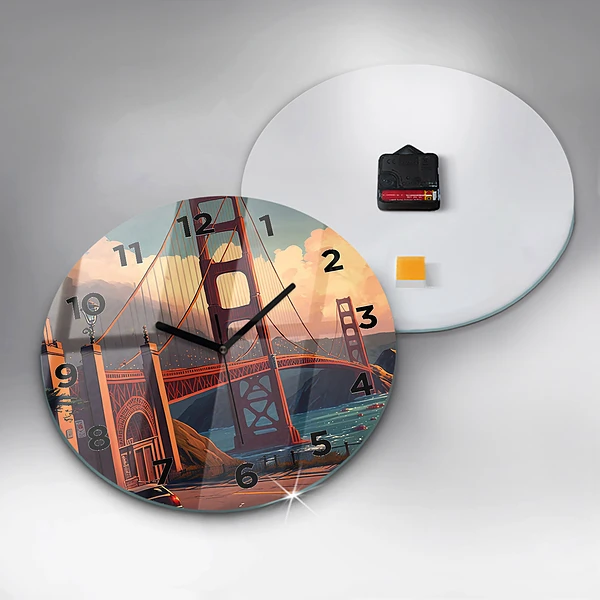 Wanduhr glas rund Brücke von San Francisco