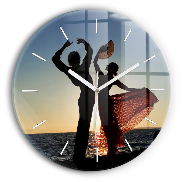 Wanduhr rund Spanischer Tanz auf dem Meer