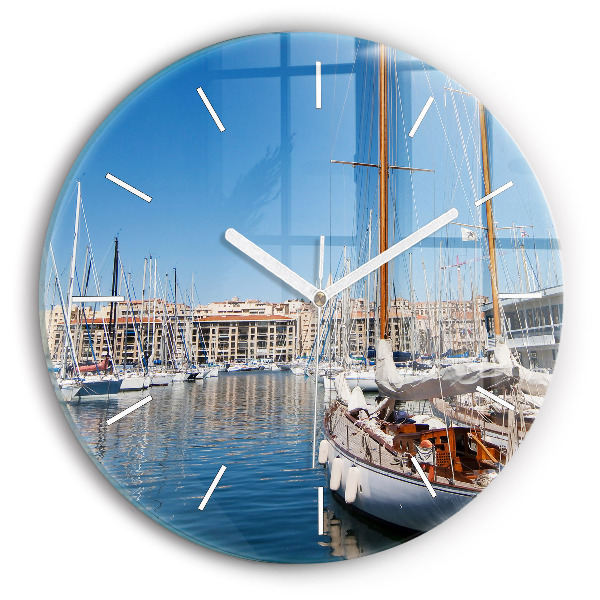 Wanduhr rund mit motiv Yachthafen von Marseille Frankreich