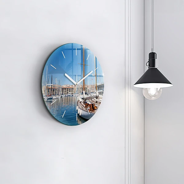 Wanduhr rund mit motiv Yachthafen von Marseille Frankreich
