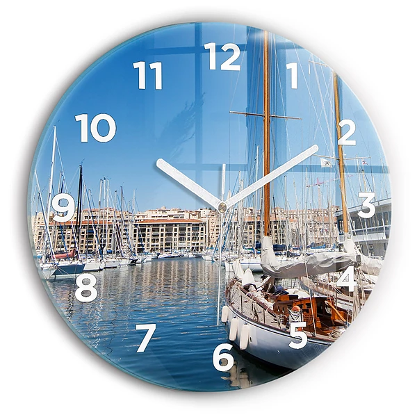 Wanduhr rund mit motiv Yachthafen von Marseille Frankreich