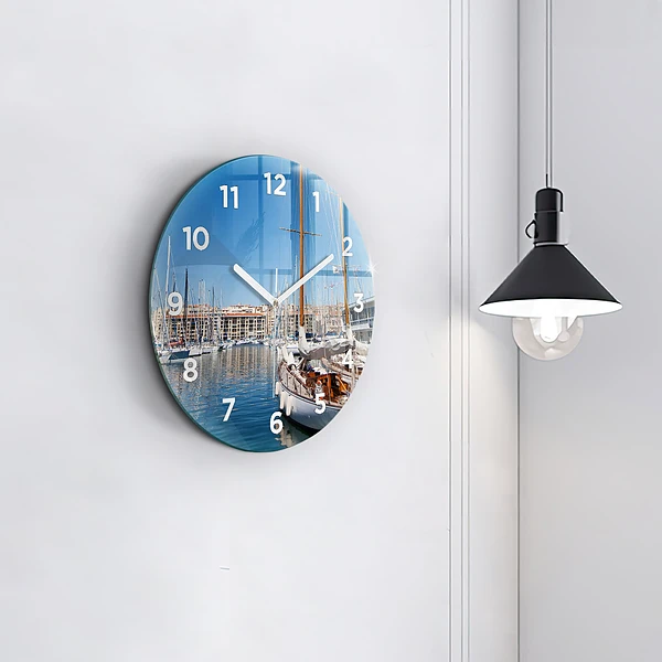 Wanduhr rund mit motiv Yachthafen von Marseille Frankreich