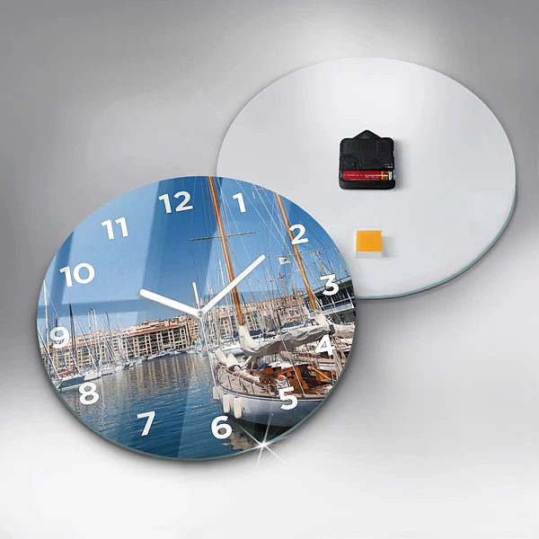 Wanduhr rund mit motiv Yachthafen von Marseille Frankreich