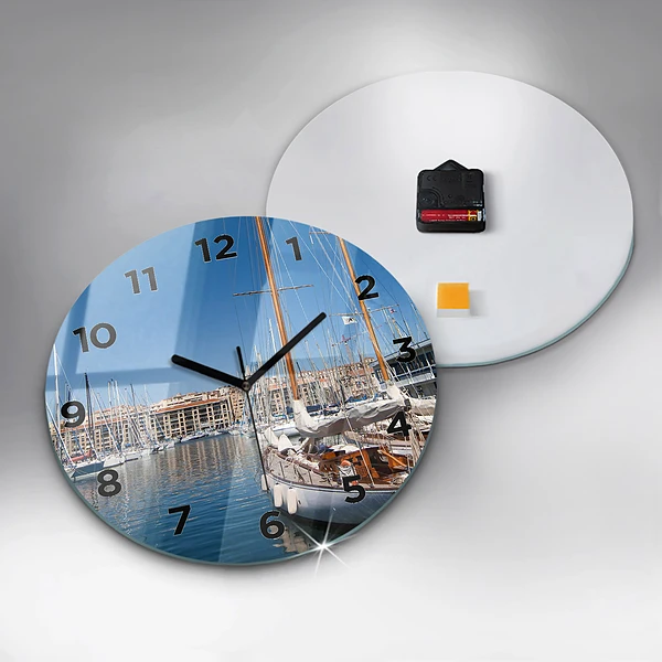 Wanduhr rund mit motiv Yachthafen von Marseille Frankreich