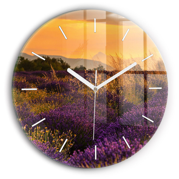 Wanduhr rund mit motiv Lavendelwiese Frankreich