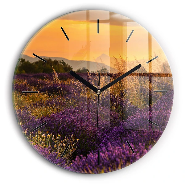 Wanduhr rund mit motiv Lavendelwiese Frankreich