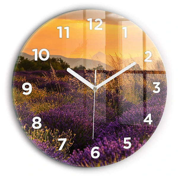 Wanduhr rund mit motiv Lavendelwiese Frankreich