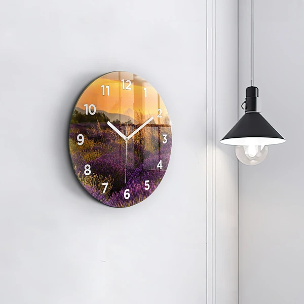 Wanduhr rund mit motiv Lavendelwiese Frankreich