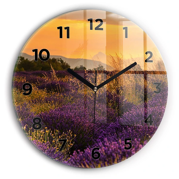 Wanduhr rund mit motiv Lavendelwiese Frankreich