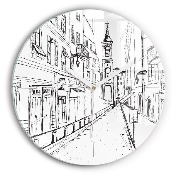 Wanduhr glas rund Stadtzeichnung Provence