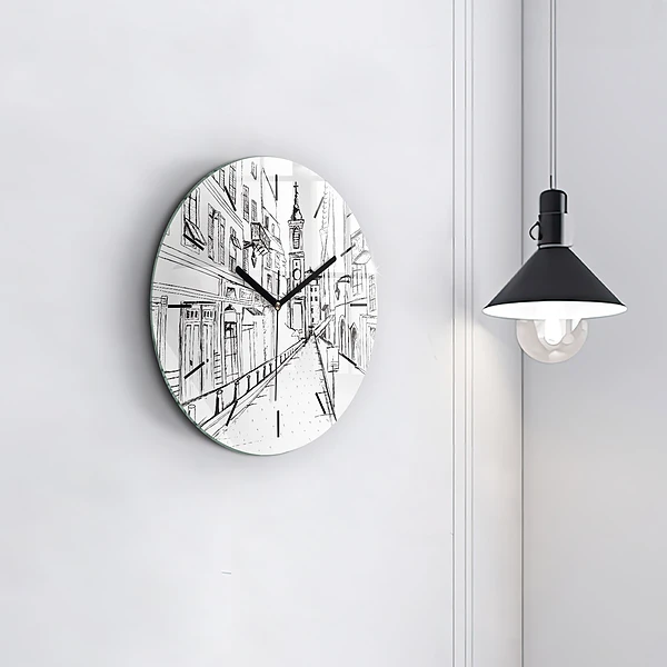 Wanduhr glas rund Stadtzeichnung Provence