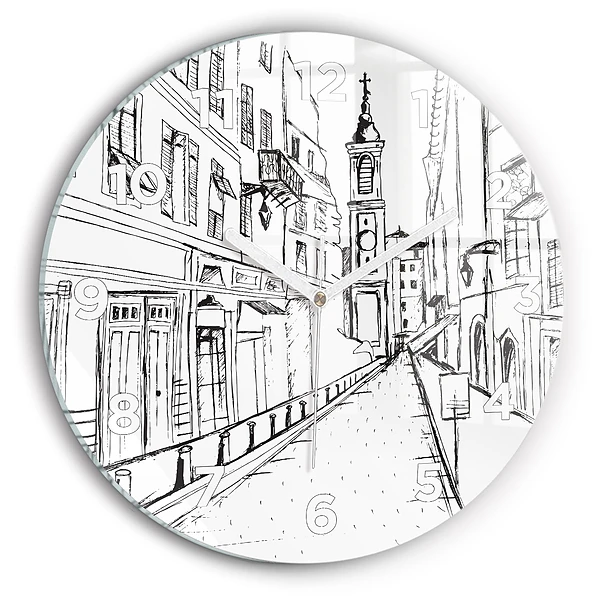 Wanduhr glas rund Stadtzeichnung Provence