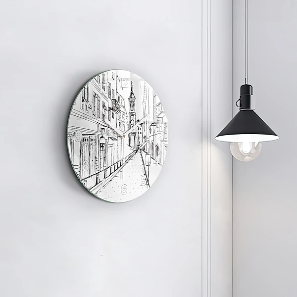 Wanduhr glas rund Stadtzeichnung Provence