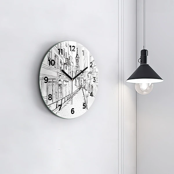 Wanduhr glas rund Stadtzeichnung Provence
