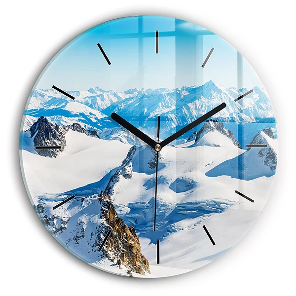Wanduhr glas rund Skifahrer in den Alpen