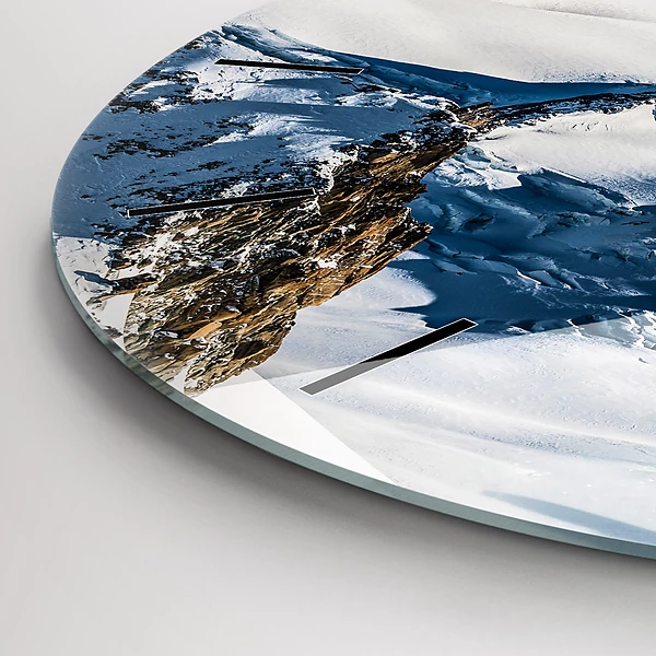 Wanduhr glas rund Skifahrer in den Alpen