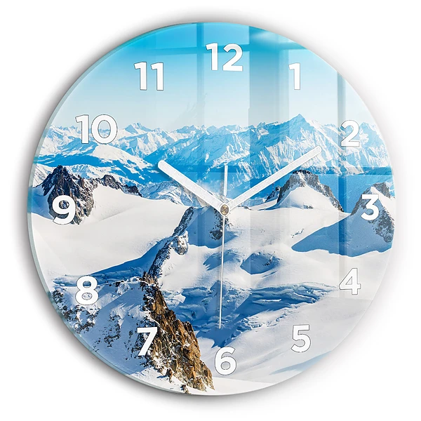 Wanduhr glas rund Skifahrer in den Alpen