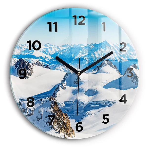Wanduhr glas rund Skifahrer in den Alpen