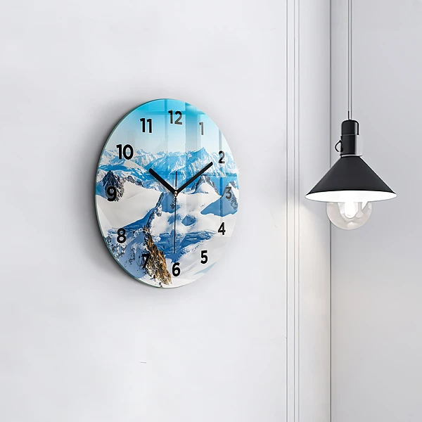 Wanduhr glas rund Skifahrer in den Alpen
