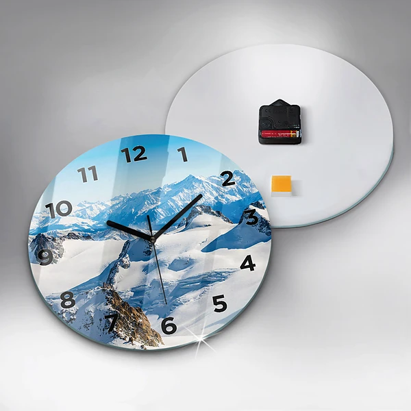 Wanduhr glas rund Skifahrer in den Alpen