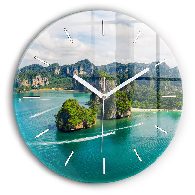 Wanduhr glas rund Insel in Thailand