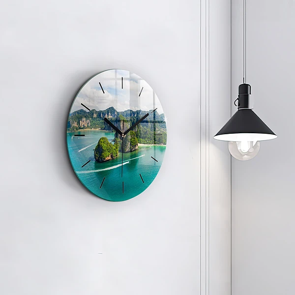 Wanduhr glas rund Insel in Thailand