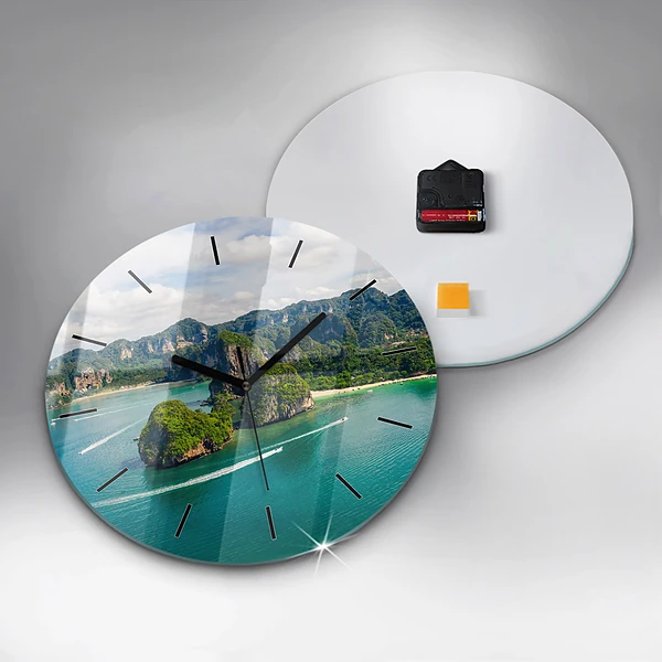Wanduhr glas rund Insel in Thailand