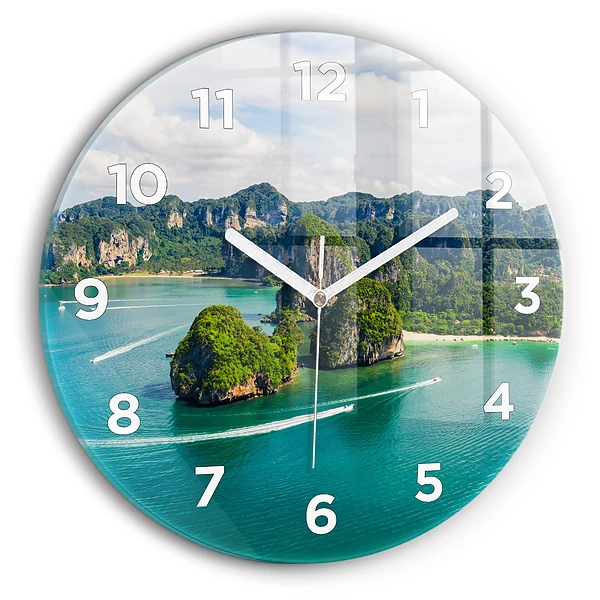 Wanduhr glas rund Insel in Thailand